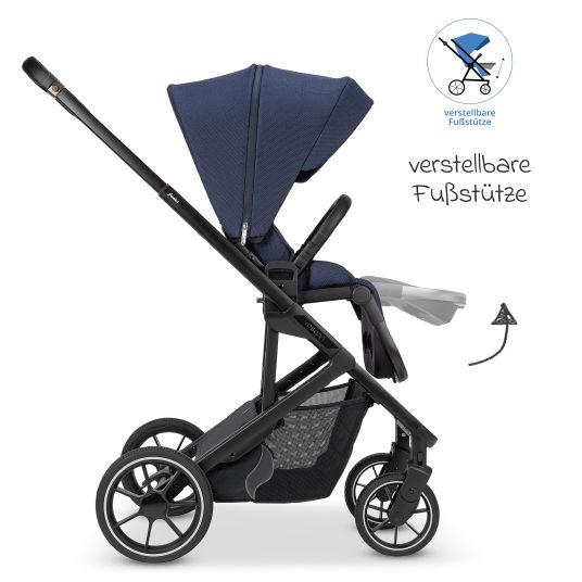 Osann Juntos baby carriage with load capacity up to 22 kg with telescopic push bar, convertible seat unit, carrycot with mattress & rain cover - Cobalt