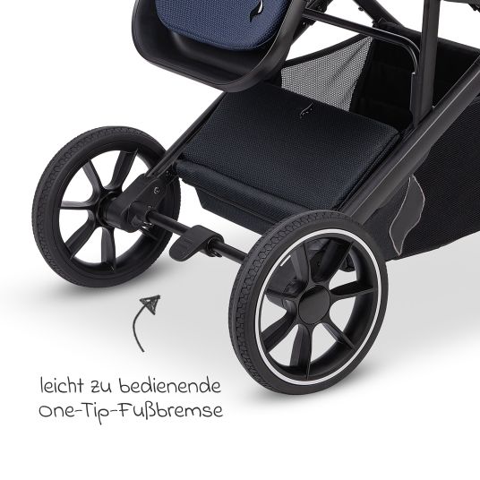 Osann Kombi-Kinderwagen Juntos bis 22 kg belastbar mit Teleskopschieber, umsetzbare Sitzeinheit, Babywanne mit Matratze & Regenschutz - Cobalt