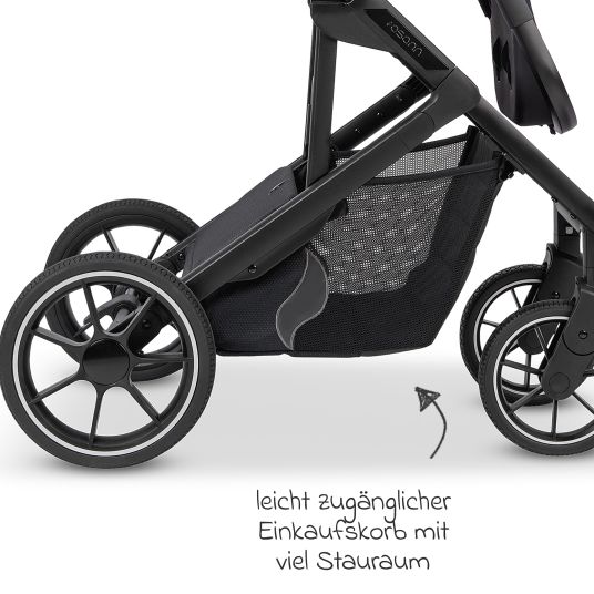 Osann Kombi-Kinderwagen Juntos bis 22 kg belastbar mit Teleskopschieber, umsetzbare Sitzeinheit, Babywanne mit Matratze & Regenschutz - Cobalt