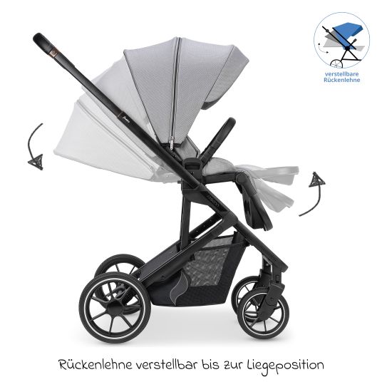 Osann Kombi-Kinderwagen Juntos bis 22 kg belastbar mit Teleskopschieber, umsetzbare Sitzeinheit, Babywanne mit Matratze & Regenschutz - Rock