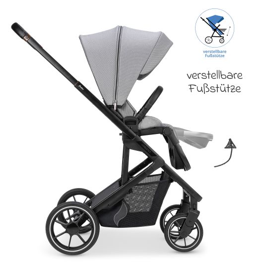 Osann Juntos baby carriage with load capacity up to 22 kg with telescopic push bar, convertible seat unit, carrycot with mattress & rain cover - Rock