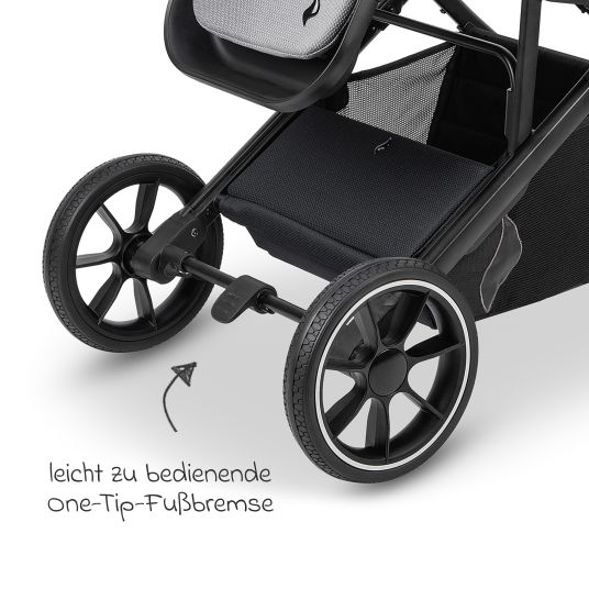 Osann Juntos baby carriage with load capacity up to 22 kg with telescopic push bar, convertible seat unit, carrycot with mattress & rain cover - Rock