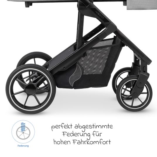 Osann Kombi-Kinderwagen Juntos bis 22 kg belastbar mit Teleskopschieber, umsetzbare Sitzeinheit, Babywanne mit Matratze & Regenschutz - Rock