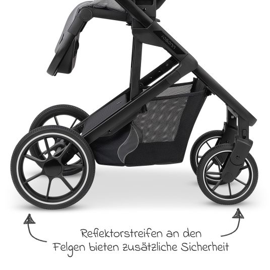 Osann Kombi-Kinderwagen Juntos bis 22 kg belastbar mit Teleskopschieber, umsetzbare Sitzeinheit, Babywanne mit Matratze & Regenschutz - Rock