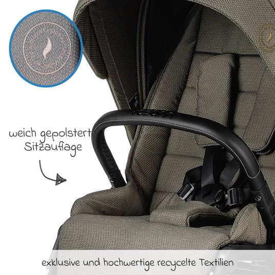 Osann Kombi-Kinderwagen Juntos bis 22 kg belastbar mit Teleskopschieber, umsetzbare Sitzeinheit, Babywanne mit Matratze & Regenschutz - Teak