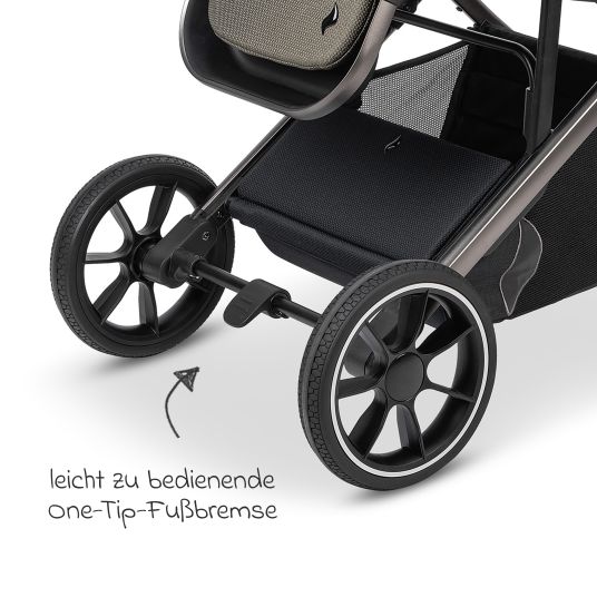 Osann Kombi-Kinderwagen Juntos bis 22 kg belastbar mit Teleskopschieber, umsetzbare Sitzeinheit, Babywanne mit Matratze & Regenschutz - Teak