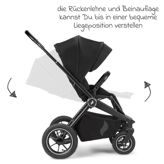 Osann Kombi-Kinderwagen Vamos bis 22 kg belastbar mit Luftreifen, Teleskopschieber, umsetzbare Sitzeinheit, Babywanne mit Matratze, Insektenschutz & Regenschutz - Night