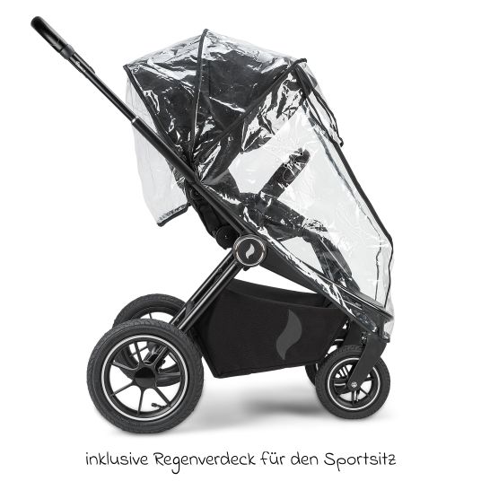 Osann Kombi-Kinderwagen Vamos bis 22 kg belastbar mit Luftreifen, Teleskopschieber, umsetzbare Sitzeinheit, Babywanne mit Matratze, Insektenschutz & Regenschutz - Night