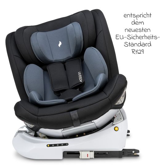Osann Reboarder-Kindersitz Four360 S i-Size ab Geburt - 12 Jahre (40 cm - 150 cm) 360° drehbar mit Isofix-Basis & Top-Tether - Nero