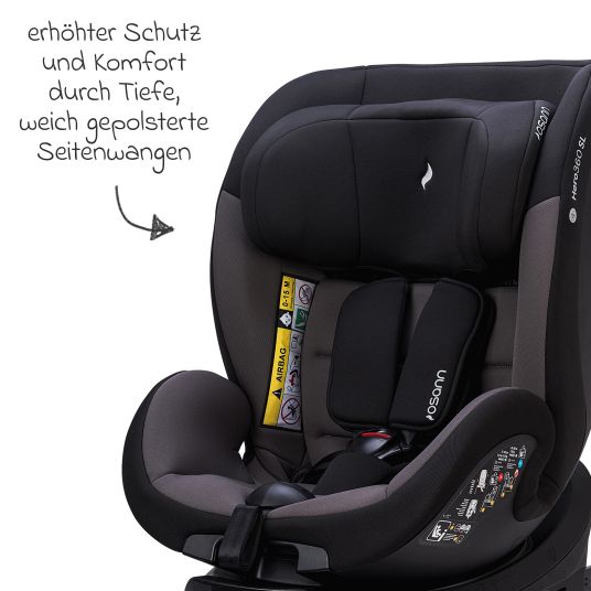 Osann Reboarder child seat Hero 360 SL from birth - 4 years (40 cm -105 cm) rotatable incl. Isofix base - Twill Black