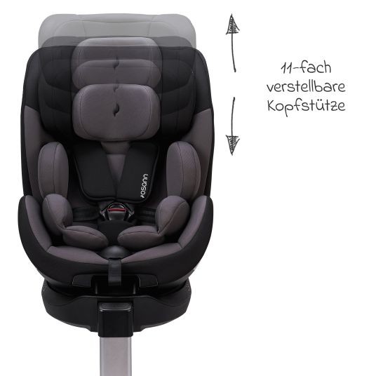 Osann Reboarder child seat Hero 360 SL from birth - 4 years (40 cm -105 cm) rotatable incl. Isofix base - Twill Black