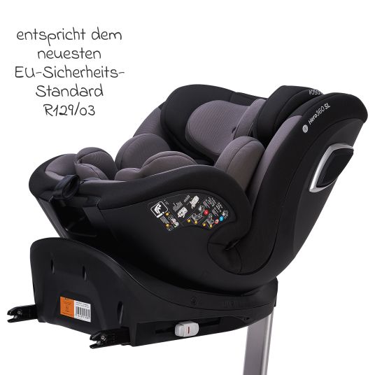 Osann Reboarder child seat Hero 360 SL from birth - 4 years (40 cm -105 cm) rotatable incl. Isofix base - Twill Black