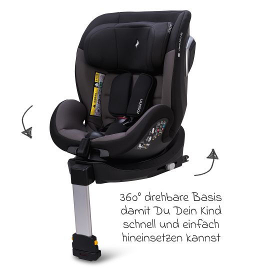 Osann Reboarder child seat Hero 360 SL from birth - 4 years (40 cm -105 cm) rotatable incl. Isofix base - Twill Black