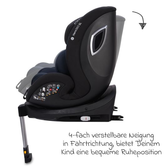 Osann Reboarder-Kindersitz Hero 360 SL ab Geburt - 4 Jahre (40 cm -105 cm) drehbar inkl. Isofix-Basis - Twill Navy