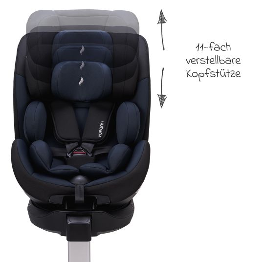 Osann Seggiolino Reboarder Hero 360 SL dalla nascita a 4 anni (40 cm -105 cm) girevole con base Isofix - Twill Navy