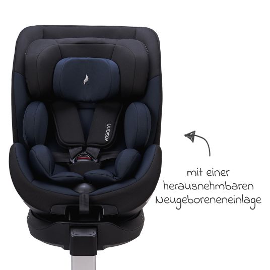 Osann Seggiolino Reboarder Hero 360 SL dalla nascita a 4 anni (40 cm -105 cm) girevole con base Isofix - Twill Navy