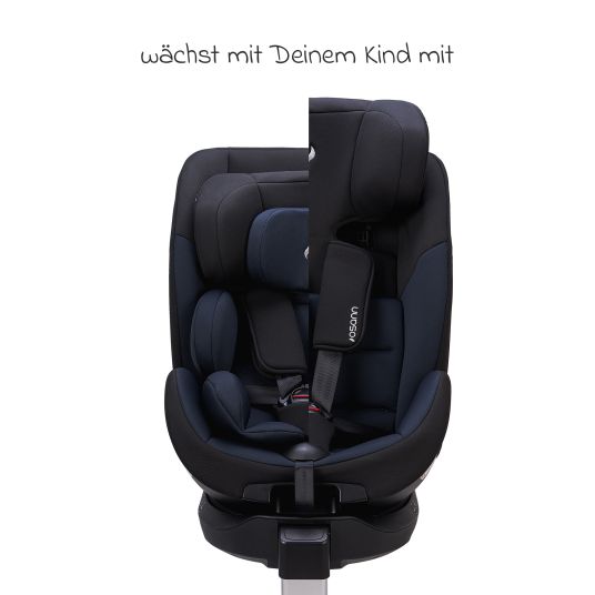 Osann Seggiolino Reboarder Hero 360 SL dalla nascita a 4 anni (40 cm -105 cm) girevole con base Isofix - Twill Navy