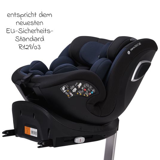 Osann Seggiolino Reboarder Hero 360 SL dalla nascita a 4 anni (40 cm -105 cm) girevole con base Isofix - Twill Navy