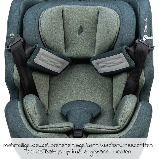 Osann Reboarder child seat One360 i-Size from birth - 12 years (40 cm - 150 cm) 360° rotatable with Isofix base & top tether - Universe Green