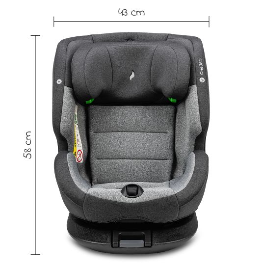 Osann Reboarder-Kindersitz One360 i-Size ab Geburt - 12 Jahre (40 cm - 150 cm) 360° drehbar mit Isofix-Basis & Top-Tether - Universe Grey