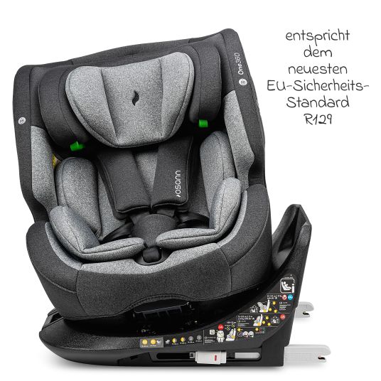 Osann Reboarder child seat One360 i-Size from birth - 12 years (40 cm - 150 cm) 360° rotatable with Isofix base & top tether - Universe Grey