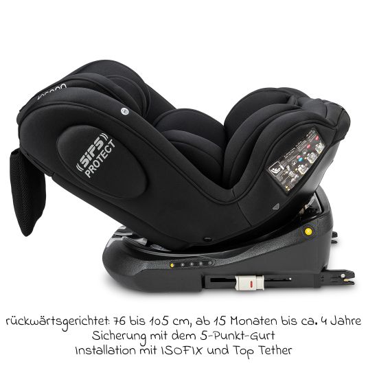 Osann Reboarder child seat Swift360 S i-Size from 15 months - 12 years (76 cm - 150 cm) 360° rotatable with Isofix base & top tether - All Black