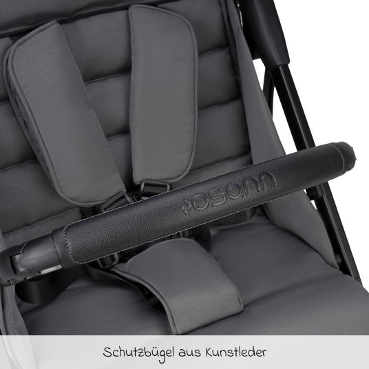 Osann Reisebuggy & Sportwagen Boogy bis 22 kg belastbar nur 6,8 kg leicht inkl. Adapter, Regenschutz & Transporttasche - Asphalt