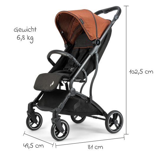 Osann Boogy travel buggy & pushchair up to 22 kg load capacity only 6.8 kg light incl. adapter, rain cover & carry bag - Caramel