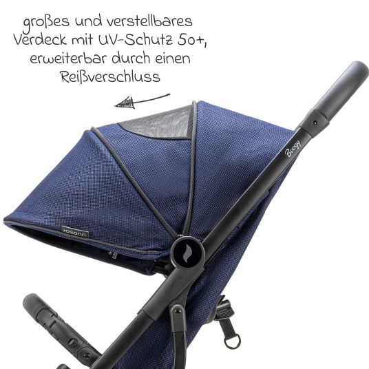 Osann Boogy travel buggy & pushchair up to 22 kg load capacity only 6.8 kg light incl. adapter, rain cover & carry bag - Indigo