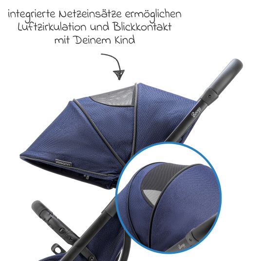 Osann Reisebuggy & Sportwagen Boogy bis 22 kg belastbar nur 6,8 kg leicht inkl. Adapter, Regenschutz & Transporttasche - Indigo