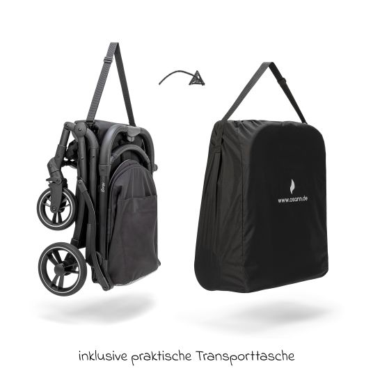 Osann Il passeggino da viaggio Boogy può trasportare un carico fino a 22 kg, pesa solo 6,8 kg con adattatore, parapioggia e borsa per il trasporto - Notte