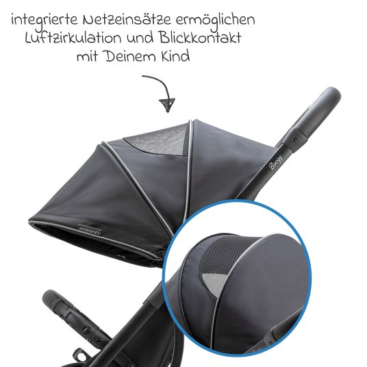 Osann Reisebuggy & Sportwagen Boogy bis 22 kg belastbar nur 6,8 kg leicht inkl. Adapter, Regenschutz & Transporttasche - Night