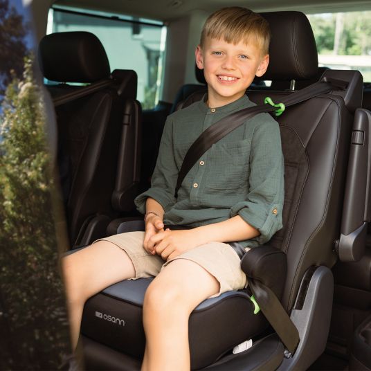 Osann Sitzerhöhung Junior Isofix Gurtfix i-Size ab 7 Jahre - 12 Jahre (126 cm - 150 cm) nur 3,3 kg leicht - Nero