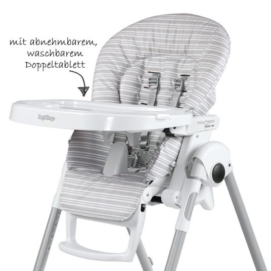 Peg Perego High Chair and Baby Couch Prima Pappa Follow Me - Linear Grey