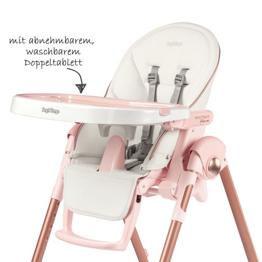 Peg Perego High chair and baby lounger Prima Pappa Follow Me - Mon Amour imitation leather