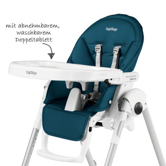 Peg Perego High chair and baby lounger Prima Pappa Follow Me - Petrolio imitation leather