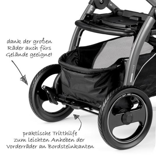 Peg Perego Stroller Set Book S Elite Completo Modular Frame Jet Anthracite - Luxe Grey
