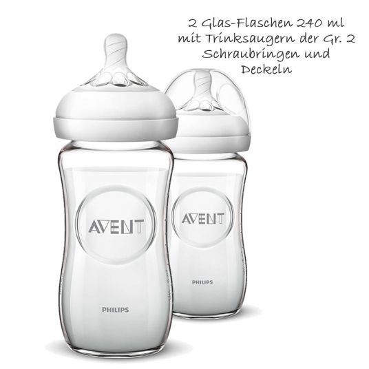 Philips Avent 6-tlg. Neugeborenen-Starter-Set Natural Glas-Flaschen-Set