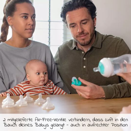 Philips Avent 6-tlg. Neugeborenen-Starter-Set Natural Response - 4 PP-Flaschen mit AirFree Ventil & Silikon-Saugern + Schnuller Ultra Soft 0-6M + Flaschenbürste
