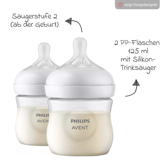 Philips Avent 6-piece newborn starter set Natural Response AirFree + FREE 2x pacifier chain / 4 PP bottles + pacifier + bottle brush - sage