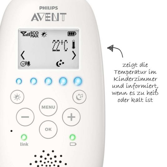 Philips Avent Baby Monitor DECT con modalità Eco intelligente e proiettore - SCD731/26