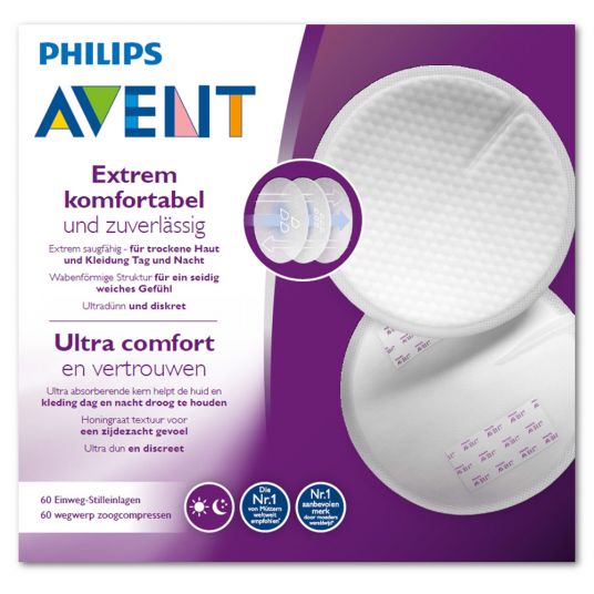Philips Avent Confezione da 60 assorbenti monouso per allattamento giorno e notte - SCF254/61