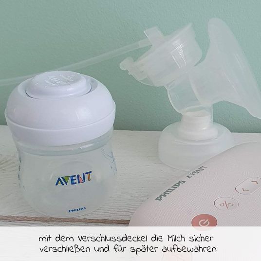 Philips Avent Elektrische Milchpumpe SCF395/31 + Gratis Mehrwegbecher für Muttermilch / inkl. 2 Stilleinlagen & 5 Muttermilchbeutel