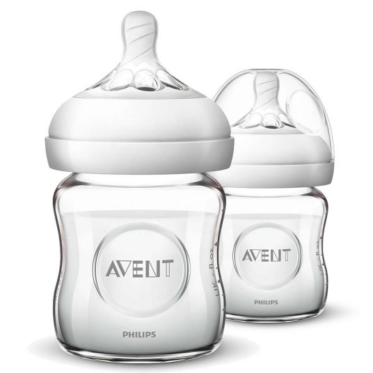 Philips Avent Glass bottle 2-pack Natural 120 ml - silicone size 1 - SCF051/17