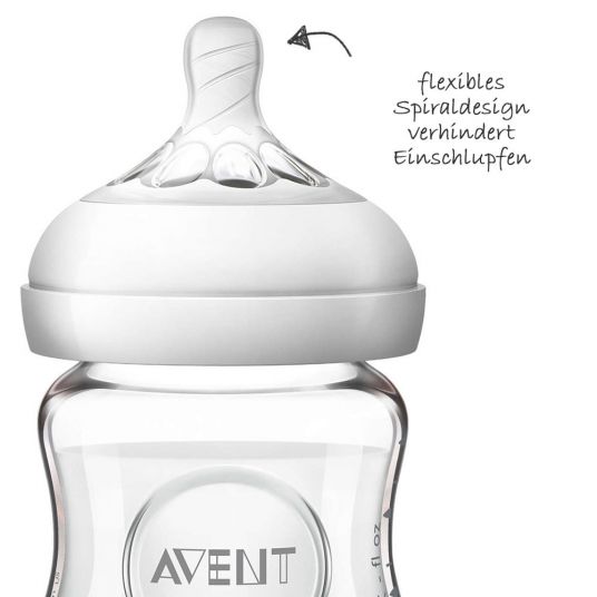 Philips Avent Glass bottle 2-pack Natural 120 ml - silicone size 1 - SCF051/17