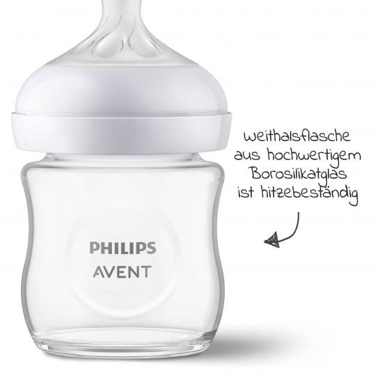 Philips Avent Glass bottle Natural Response 120ml + silicone teat 0M+