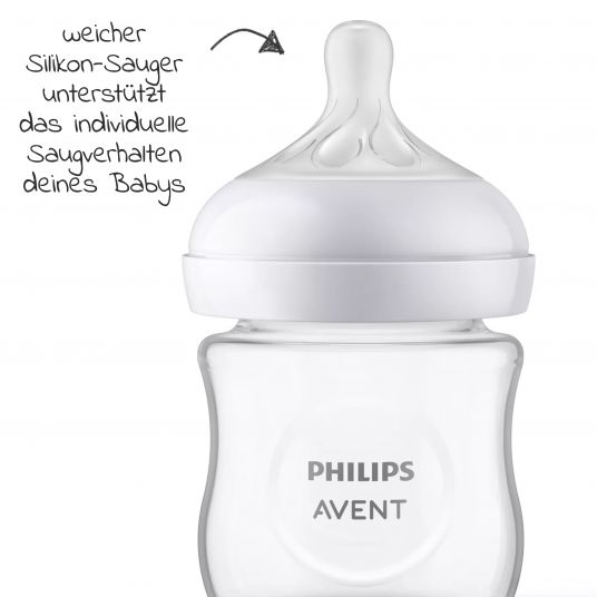 Philips Avent Bottiglia di vetro Natural Response 120ml + tettarella in silicone 0M+