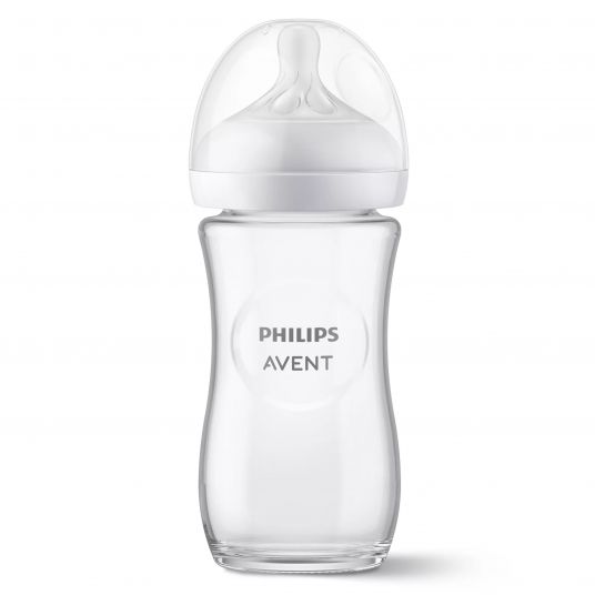 Philips Avent Glas-Flasche Natural Response 240ml + Silikon-Sauger 1M+