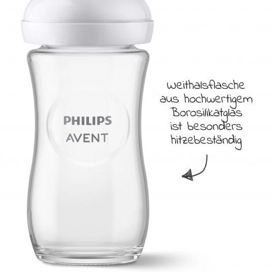 Philips Avent Glas-Flasche Natural Response 240ml + Silikon-Sauger 1M+