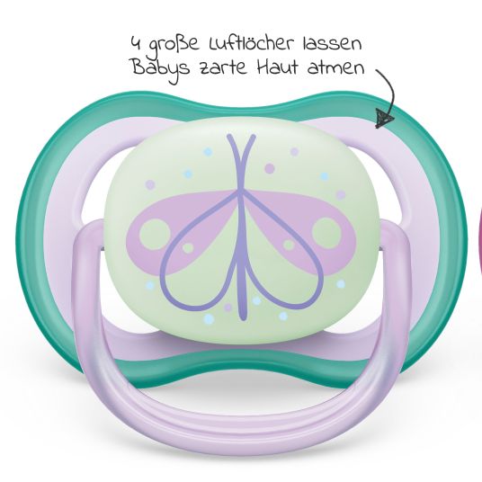 Philips Avent Glow-in-the-dark soother 2-pack Ultra Air Nighttime 0-6 M - Butterfly / Dreams